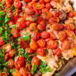 Chicken thighs with fennel and tomatoes Pinterest image.