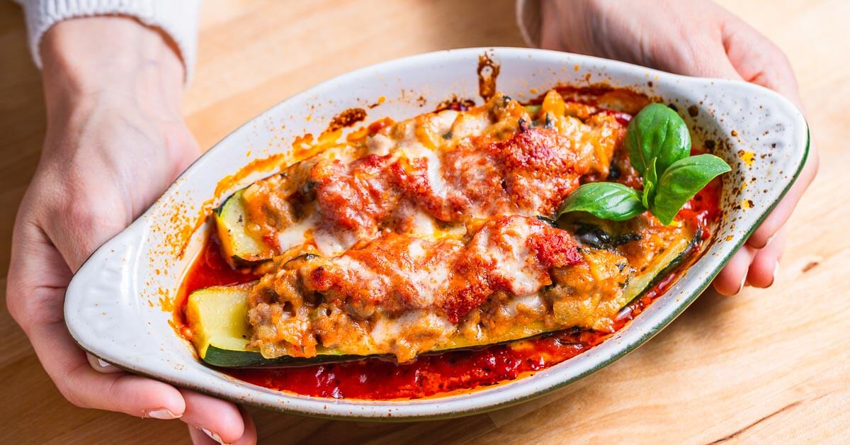 Sausage Stuffed Zucchini Boats Sip and Feast