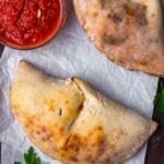 Cheese calzone recipe Pinterest image.