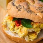 Potato and egg sandwich Pinterest image.