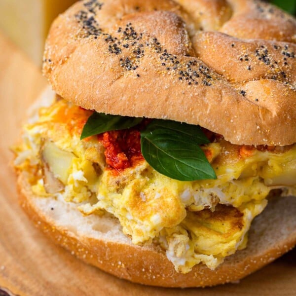 Potato and egg sandwich featured image.