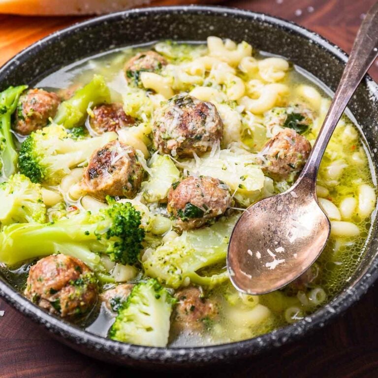 Macaroni and Broccoli with Tiny Meatballs Sip and Feast