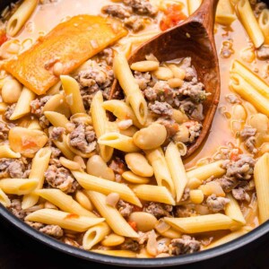 Sausage pasta fagioli recipe featured image.