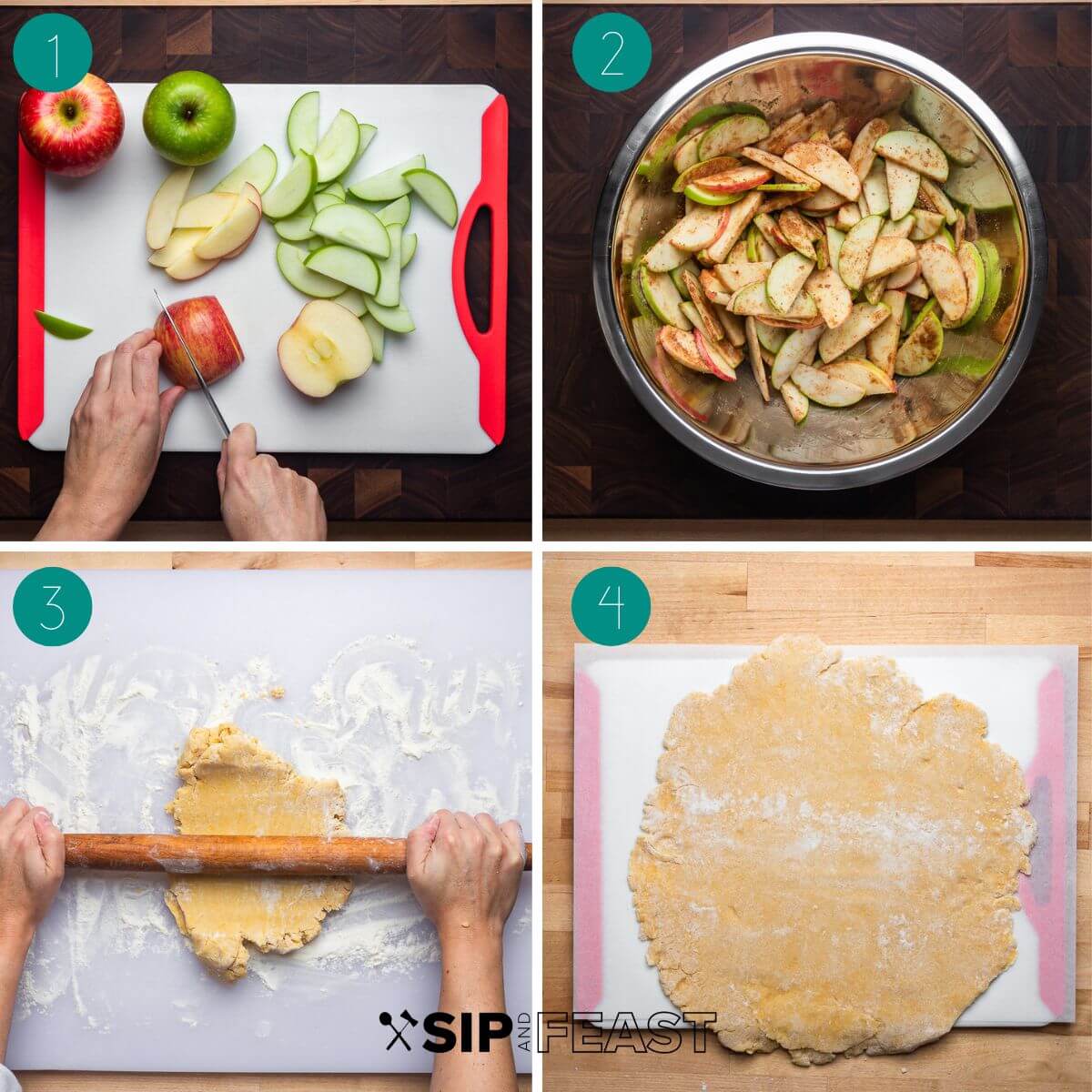 Apple crostata recipe process shot collage group number one.