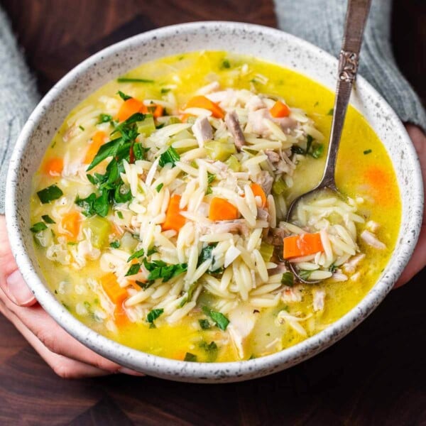 Lemon chicken orzo soup featured image.