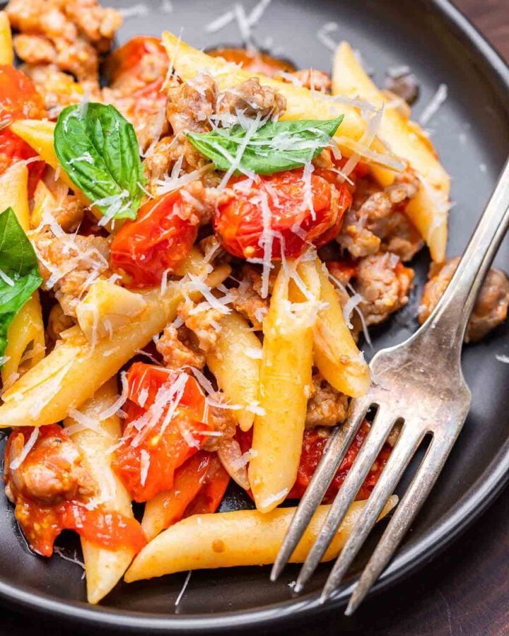 Sausage Cherry Tomato Pasta Sip and Feast