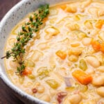 Tuscan white bean soup Pinterest image.
