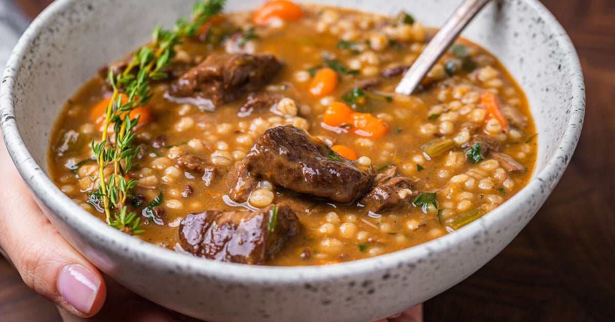 Beef Barley Soup - Sip and Feast