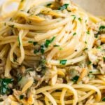 Linguine with canned clam sauce Pinterest image.