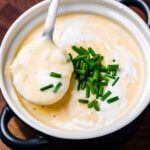 Baked potato soup recipe featured image.