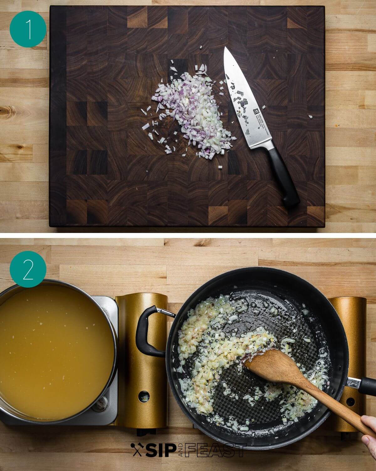 Risotto alla Milanese recipe process shot collage group number one.