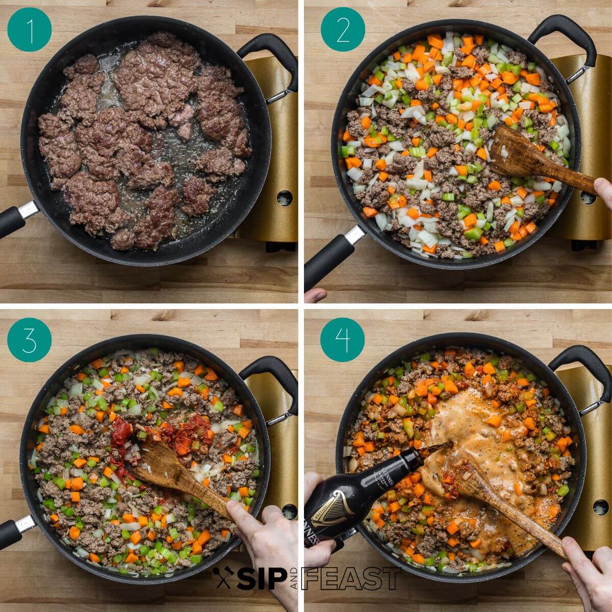 Shepherd's pie recipe process shot collage group number one.