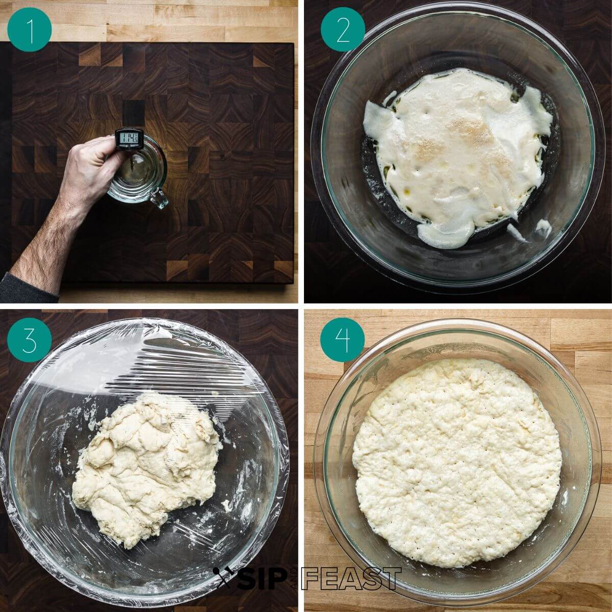 Zeppole recipe process shot collage for dough portion of recipe.