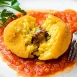 Arancini recipe Pinterest image.