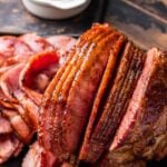 Brown sugar glazed spiral ham Pinterest image.