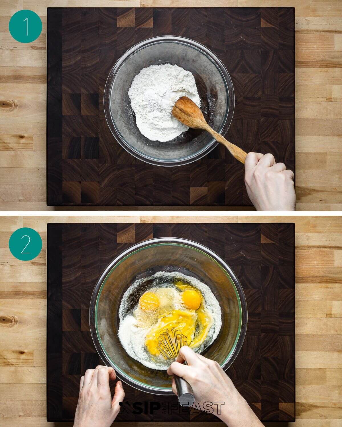 Lemon blueberry ricotta cake recipe process shot collage group number one.