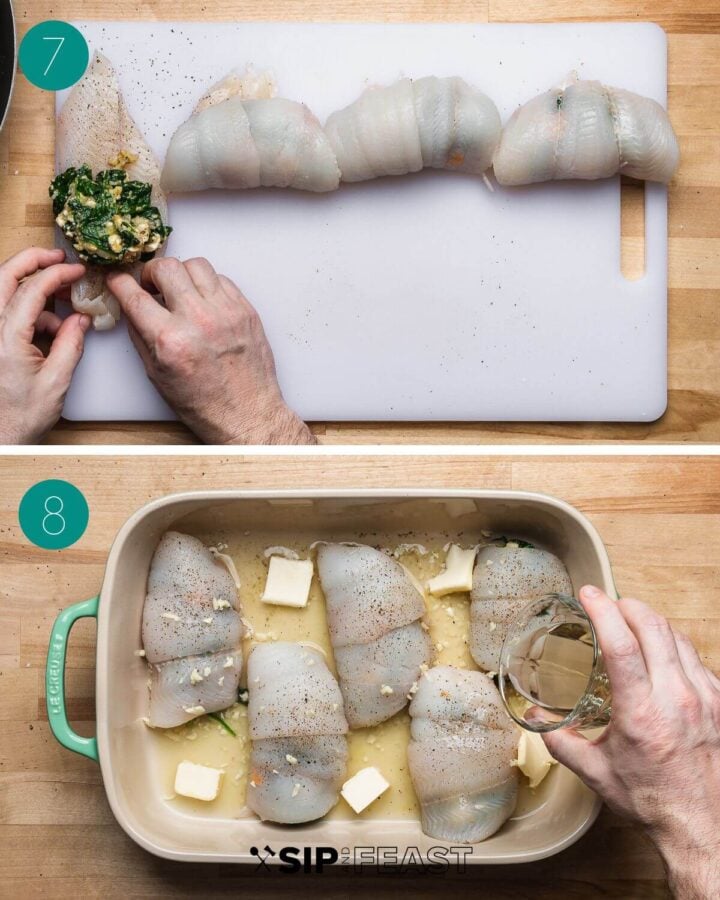 Spinach Stuffed Flounder Sip and Feast