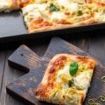 Artichoke pizza recipe Pinterest image.