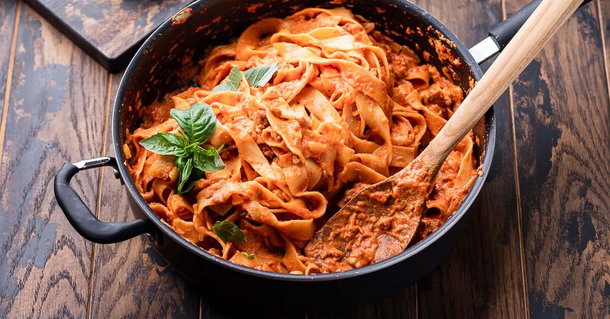 Creamy Italian Sausage Pasta Sip and Feast