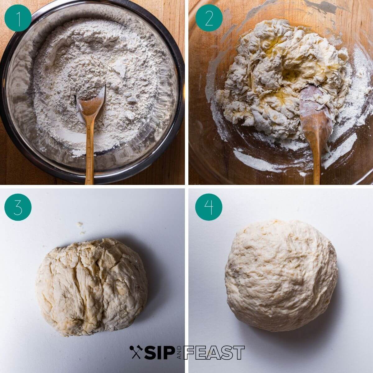 Dough process shot collage.