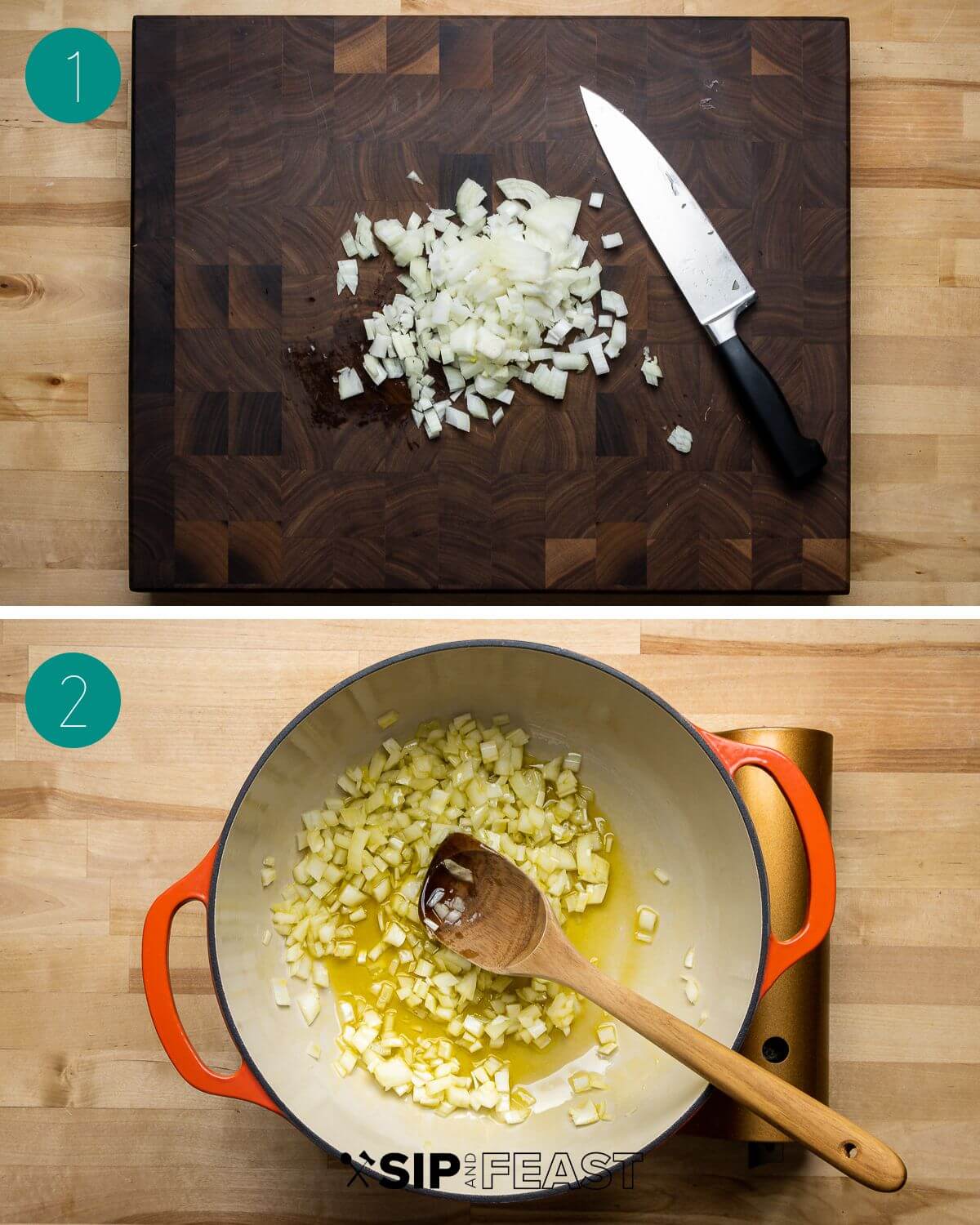 Pasta e piselli recipe process shot collage group number one.