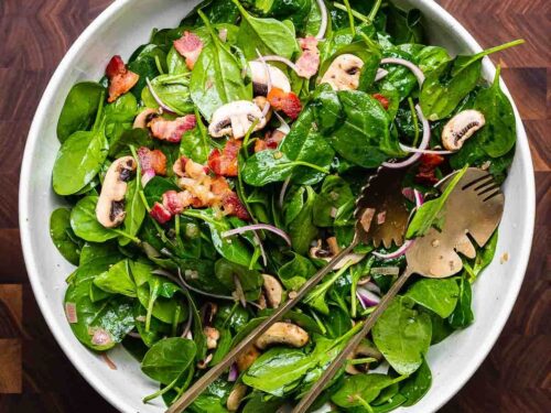 Spinach Salad with Hot Bacon Dressing Spinach Salad with Hot Bacon Dressing