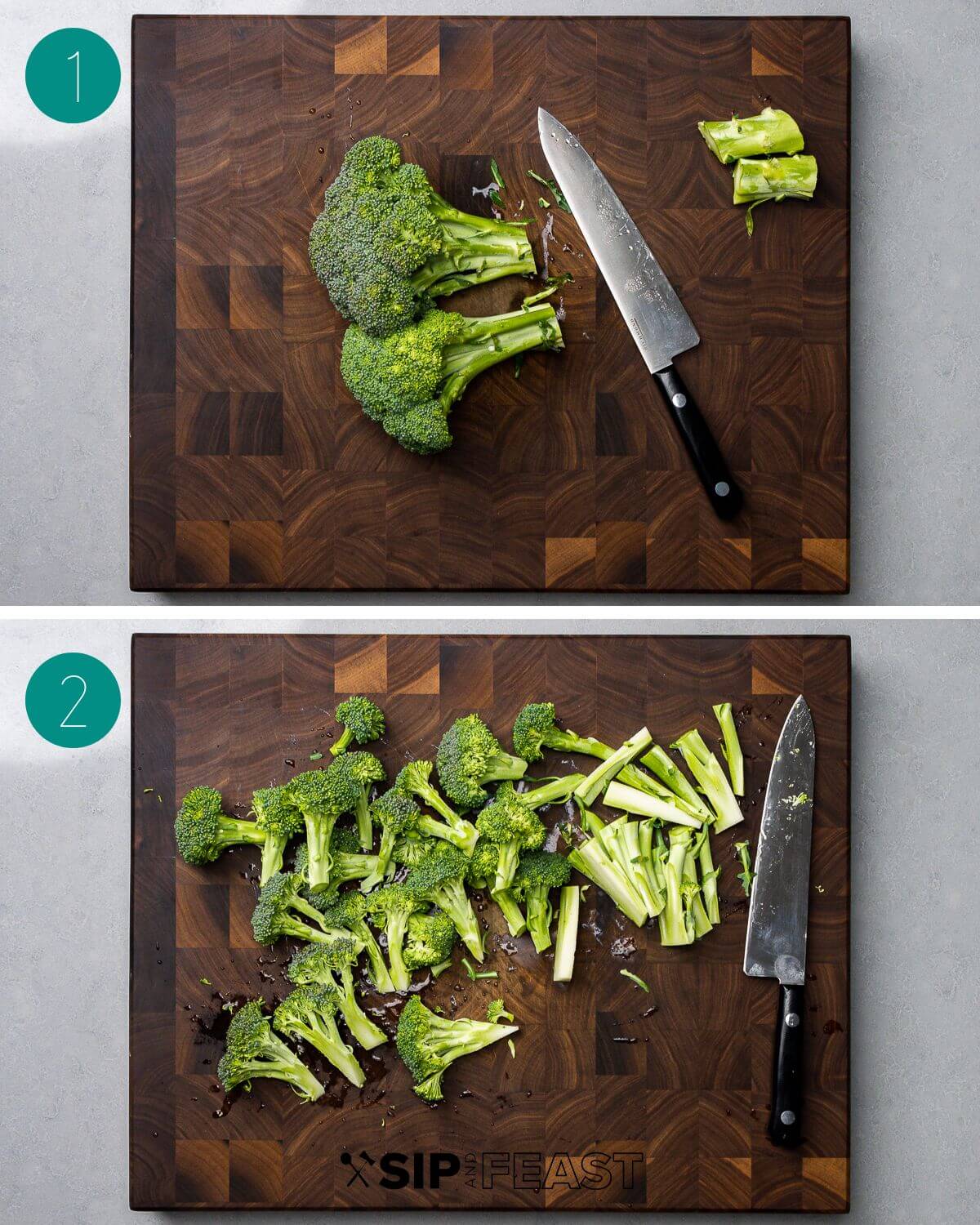 Italian broccoli salad recipe process shot collage group number one.