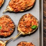 Stuffed eggplant Pinterest image.