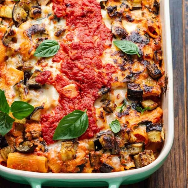 Baked eggplant pasta featured image.