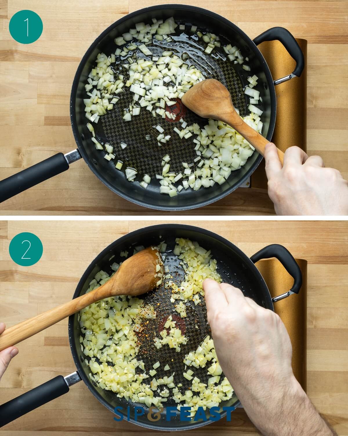 Rigatoni alla vodka recipe process shot collage group number one.