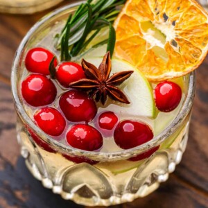 Christmas sangria in rocks glass for featured image.