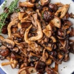 Roasted mushrooms Pinterest image.