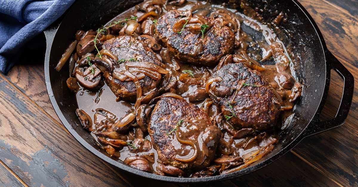 Salisbury Steak with Mushroom Gravy - Sip and Feast