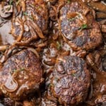 Salisbury steaks Pinterest image.