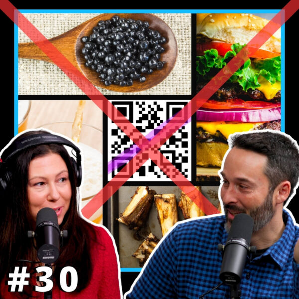 Jim and Tara with collage of food pics along with big red x through the middle.