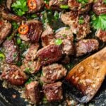 Garlic butter steak bites Pinterest image.