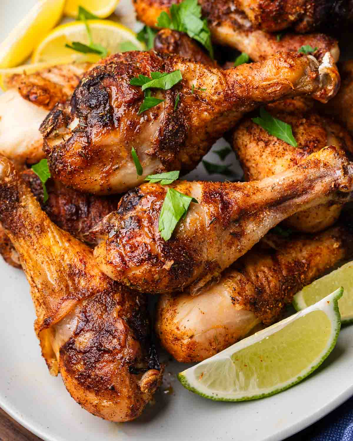 Baked chicken legs with Cajun seasoning.