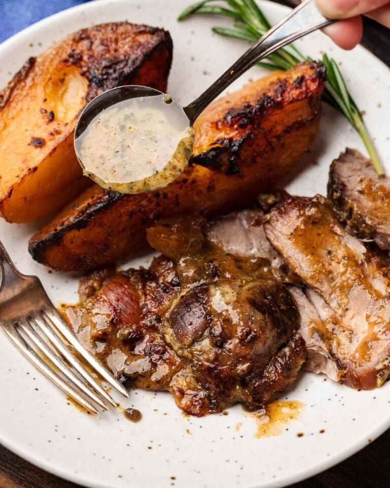 Greek Slow-Roasted Leg of Lamb with Potatoes - Sip and Feast