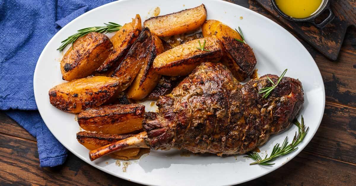 Greek Slow-Roasted Leg of Lamb with Potatoes - Sip and Feast