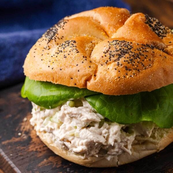 New York deli chicken salad on hard roll.