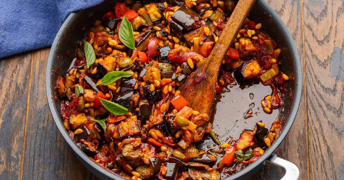 Eggplant Caponata Tasty Sweet and Sour Spread Sip and Feast