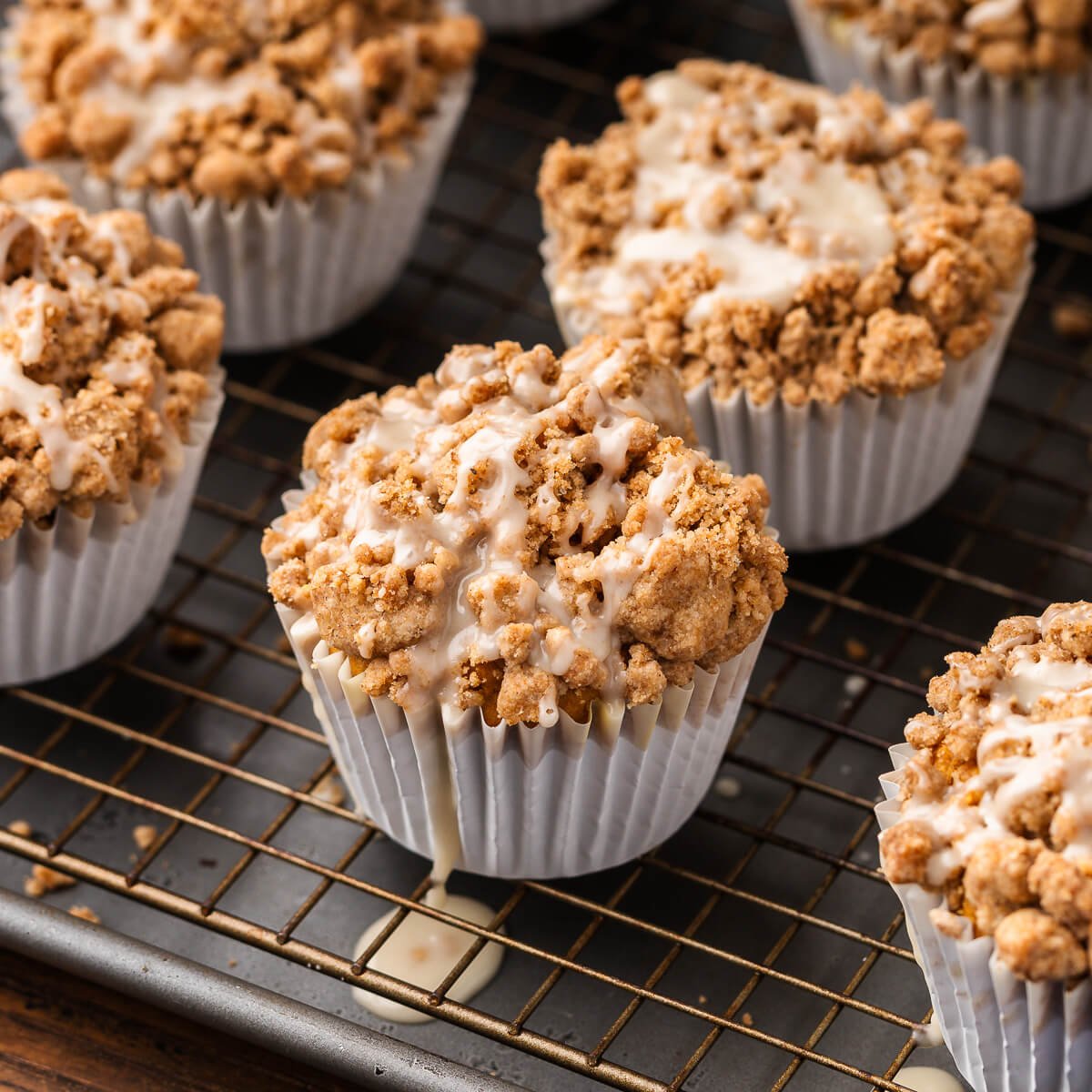 Pumpkin Crumb Cake Muffins - Sip and Feast