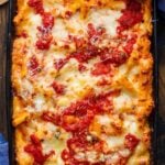 Baked ziti recipe Pinterest image.