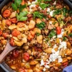 Greek beans and sausage Pinterest image.