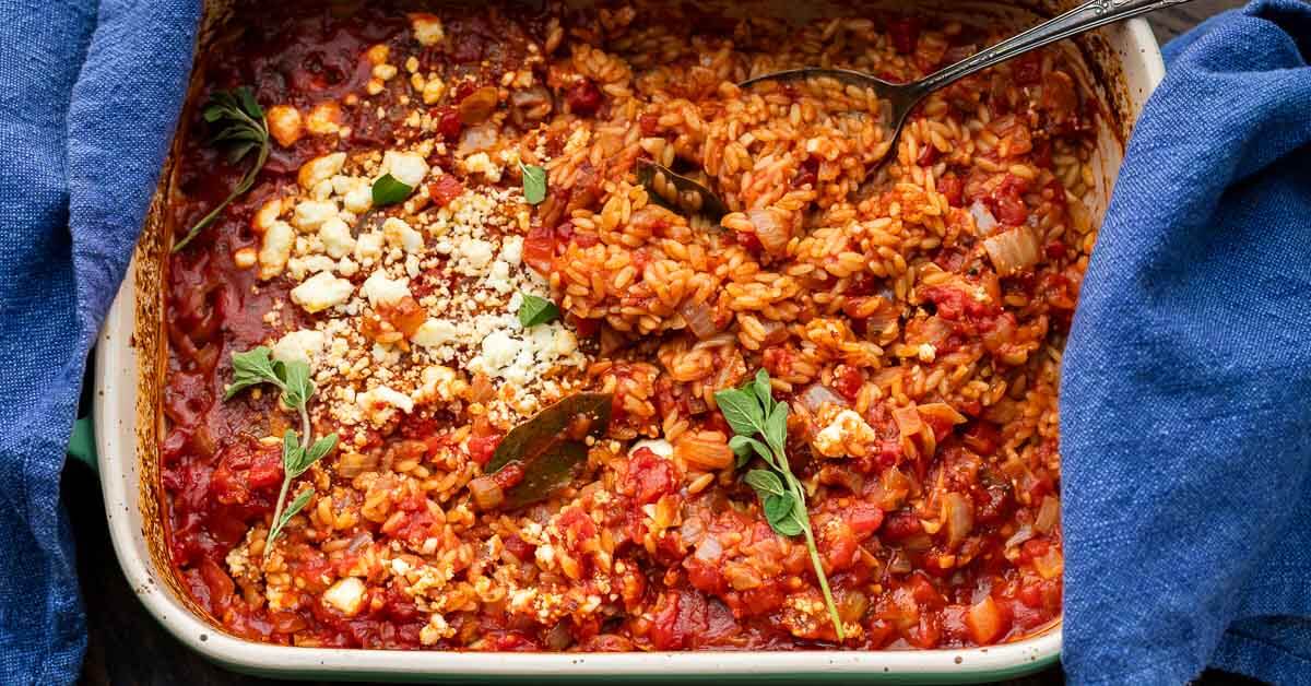 Baked Orzo with Greek-Inspired Flavor - Sip and Feast