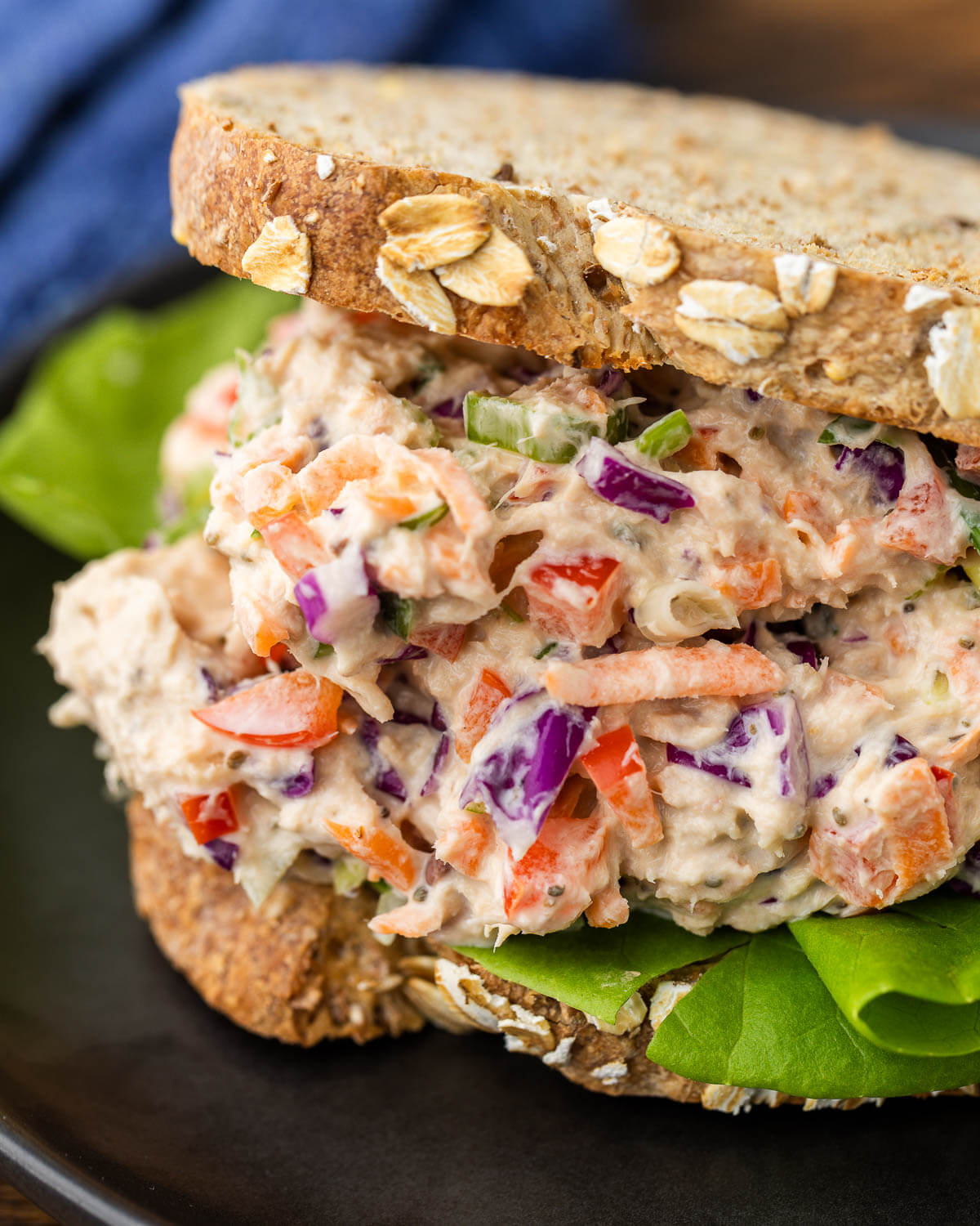 Healthy tuna salad on grain bread.