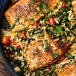 One pot salmon and orzo Pinterest image.