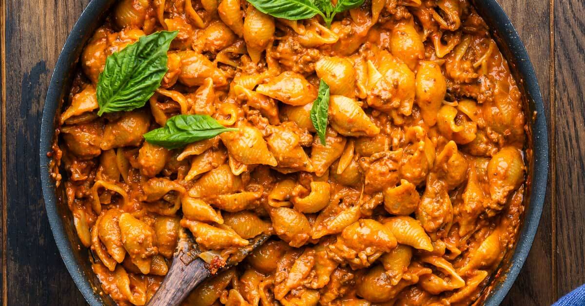 Creamy Beef and Shells (Easy One-Pot Meal) - Sip and Feast