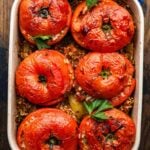 Roman stuffed tomatoes Pinterest image.