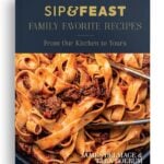 Sip and Feast cookbook cover.